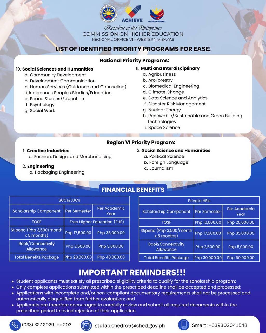 CHED Ease Scholarship Program financial benefits